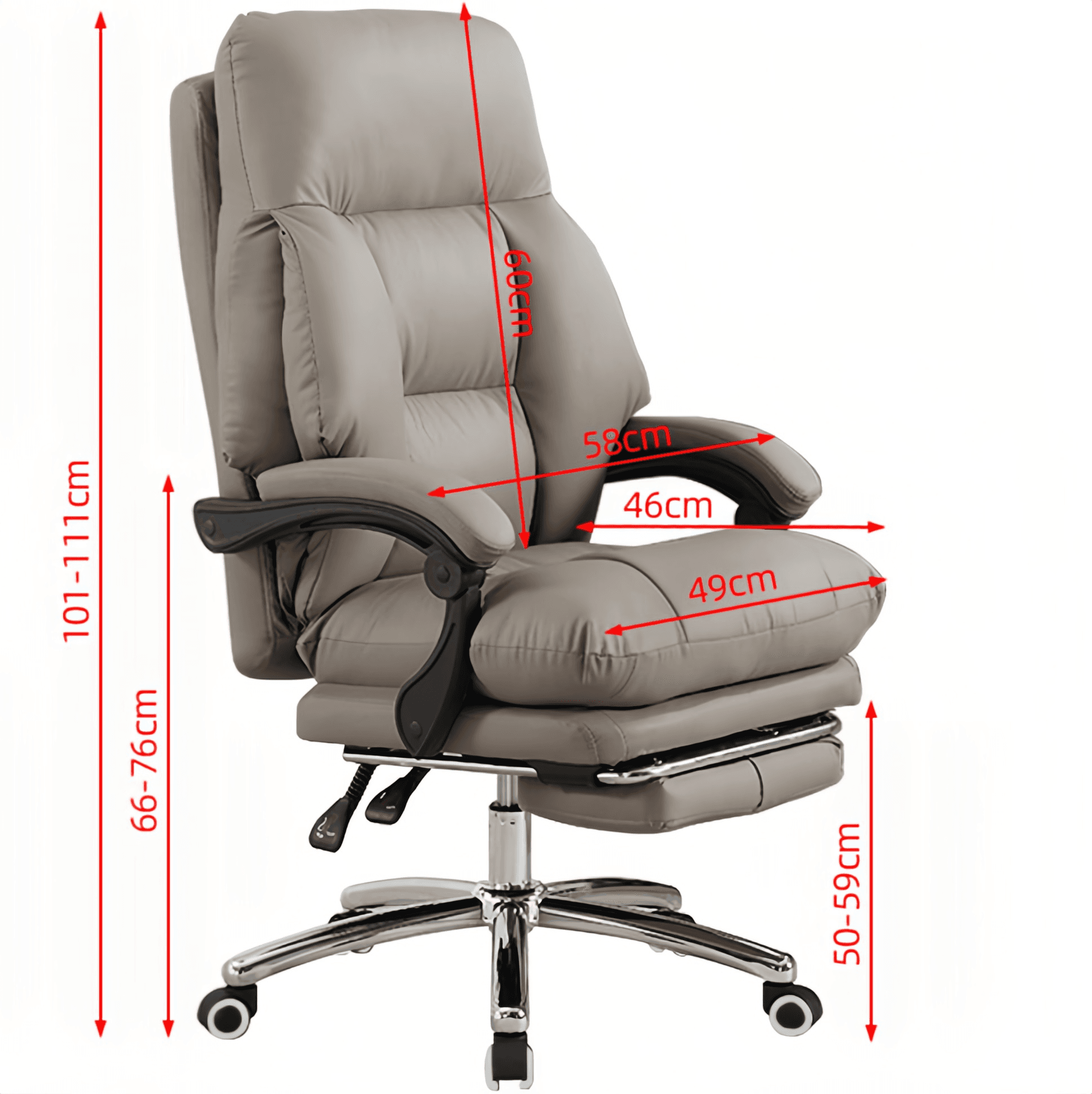 office Chair with Footrest (Grey) - 0600 view 3