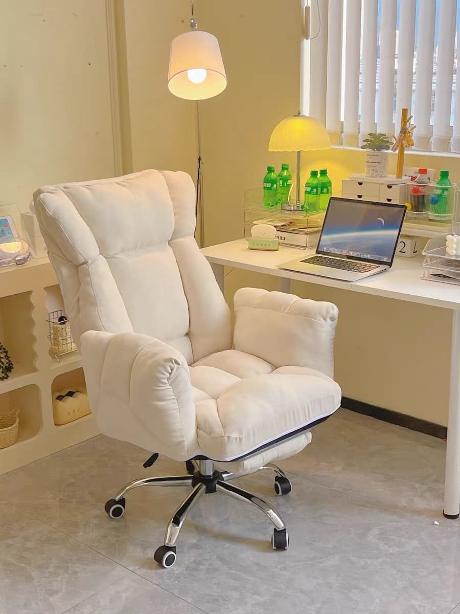 Gaming Recliner Chair with Footrest (White) - 0716