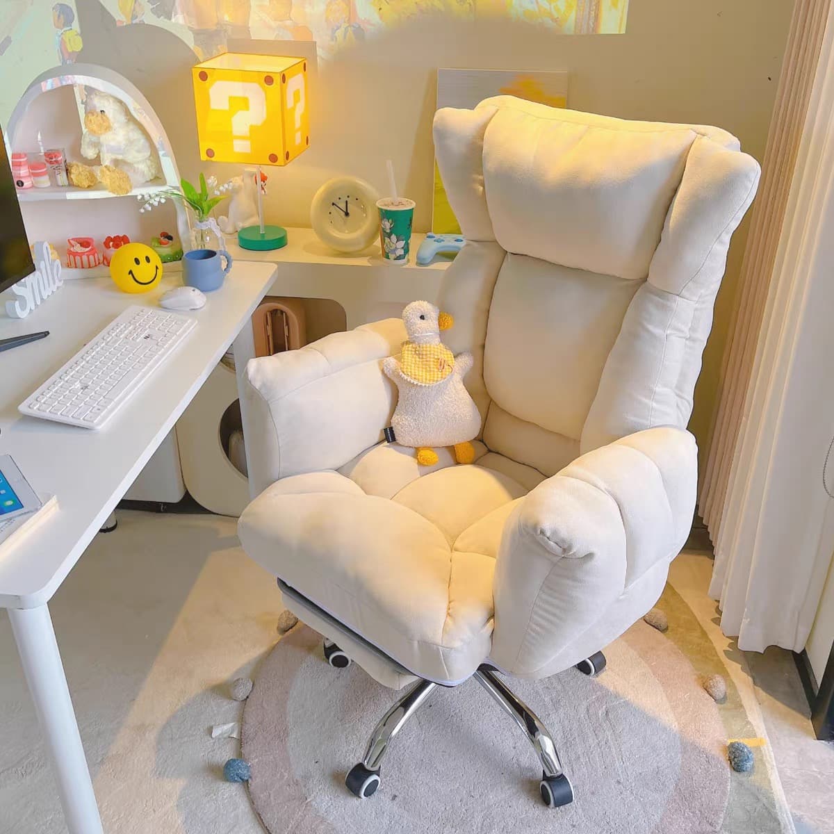 Gaming Recliner Chair with Footrest (White) - 0716 view 2