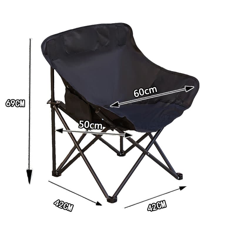 Folding Camping chair — Black and khaki view 4